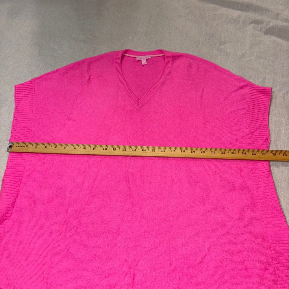 Lilly Pulitzer 100% Cashmere Hot Pink V-Neck Poncho Sweater Womens XS/S Oversize - Picture 3 of 7